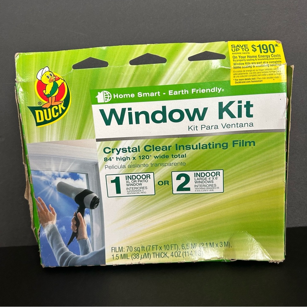 Duck Indoor 1 XL / 2 Lg Window Kit Crystal Clear Insulating Film 84 x 120 Shrink